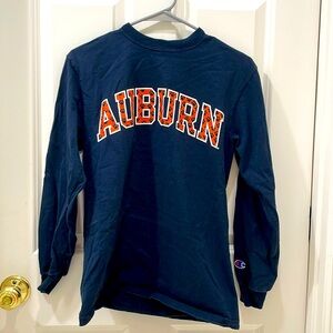 Women’s Navy Auburn Long Sleeve T-Shirt With Orange Tiger Feet Print Size Small